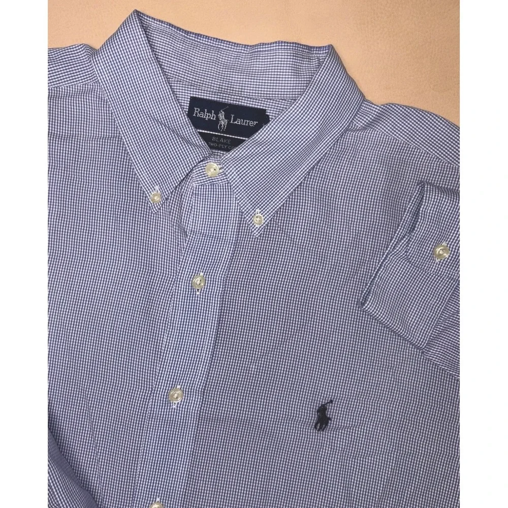 Polo Ralph Lauren Blake Periwinkle Plaid Button Down Mens XXL 2XL Long Sleeve